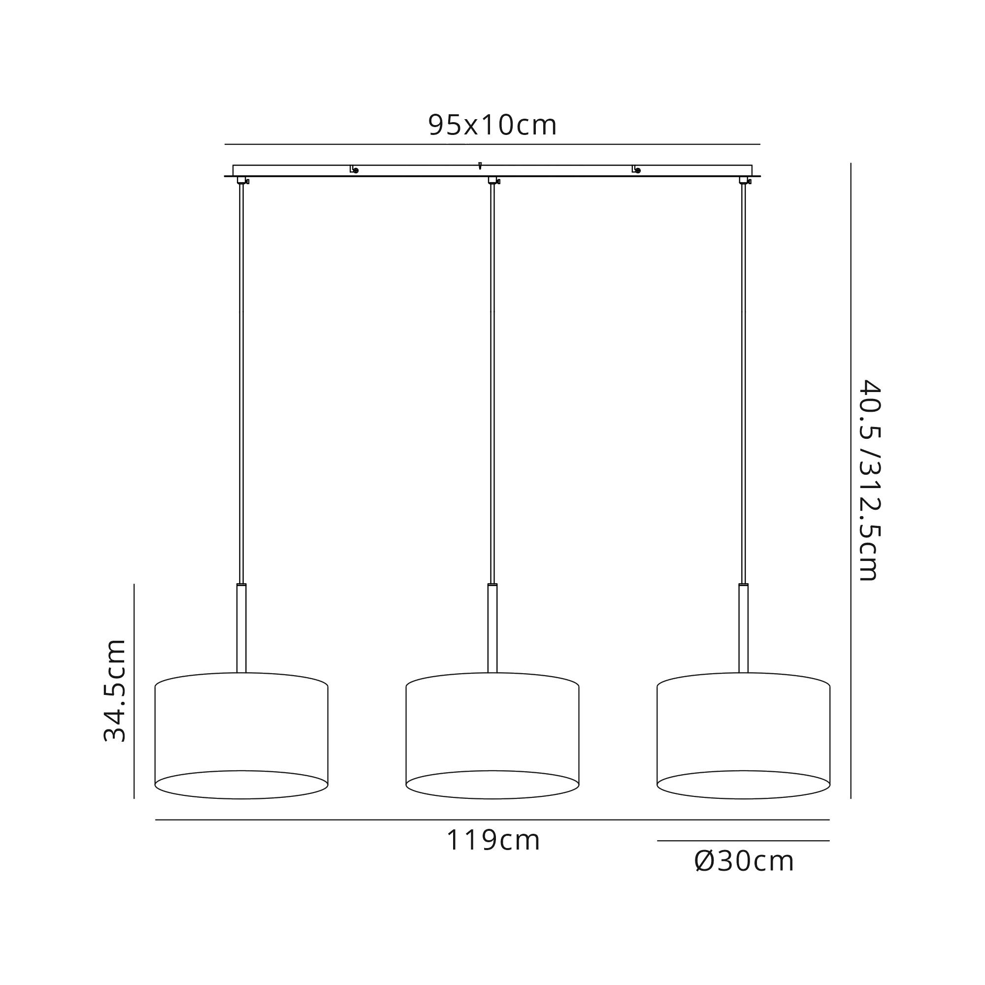 Baymont 30cm Shade 3 Light Pendant Antique Brass, Grey DK0576  Deco Baymont AB GR